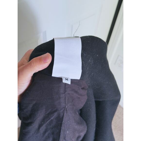 OAK NYC Black Asymmetrical Black Waterfall Wool Drape Coat Heavy Weight Luxury M - Picture 9 of 11